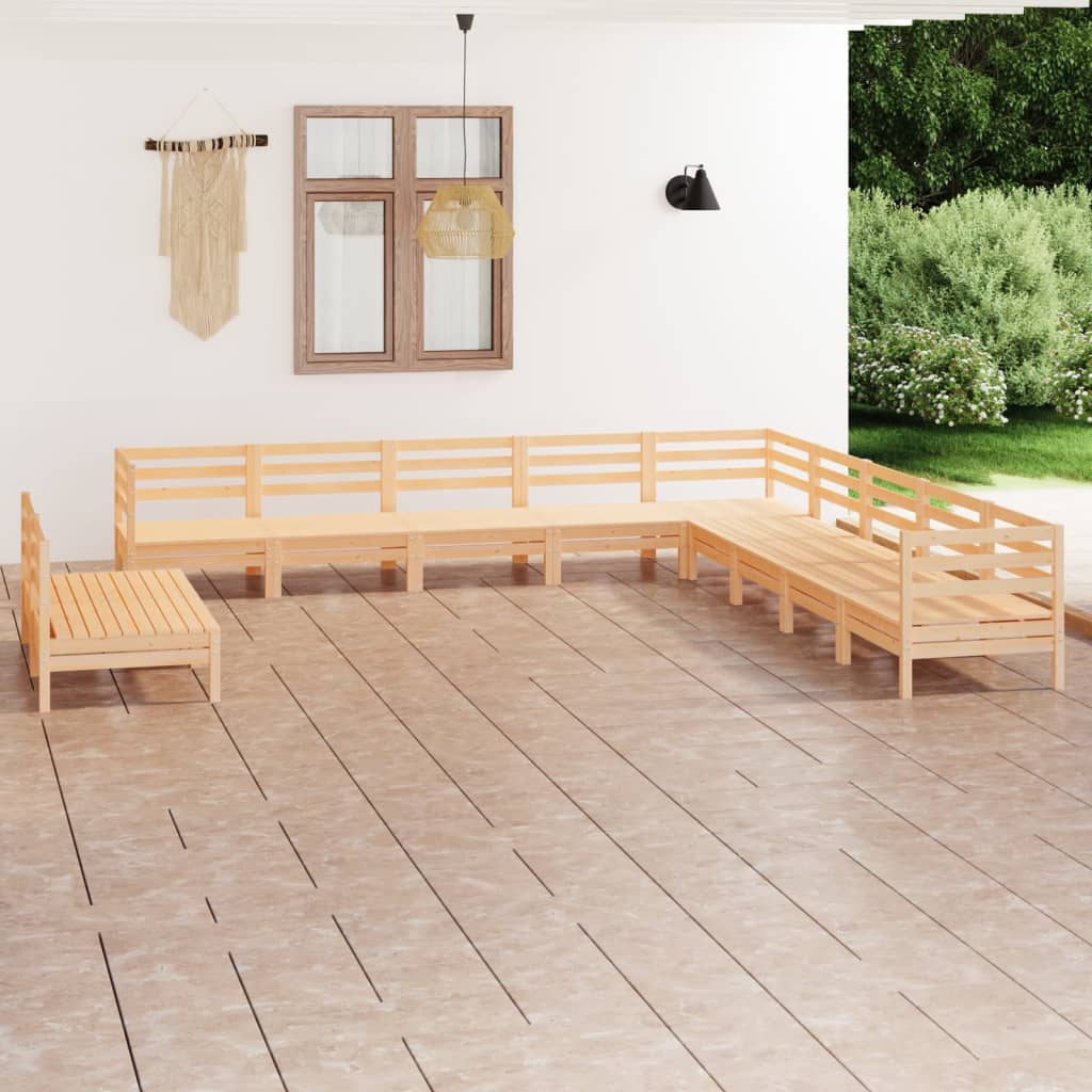vidaXL 11 Piece Garden Lounge Set Solid Wood Pine