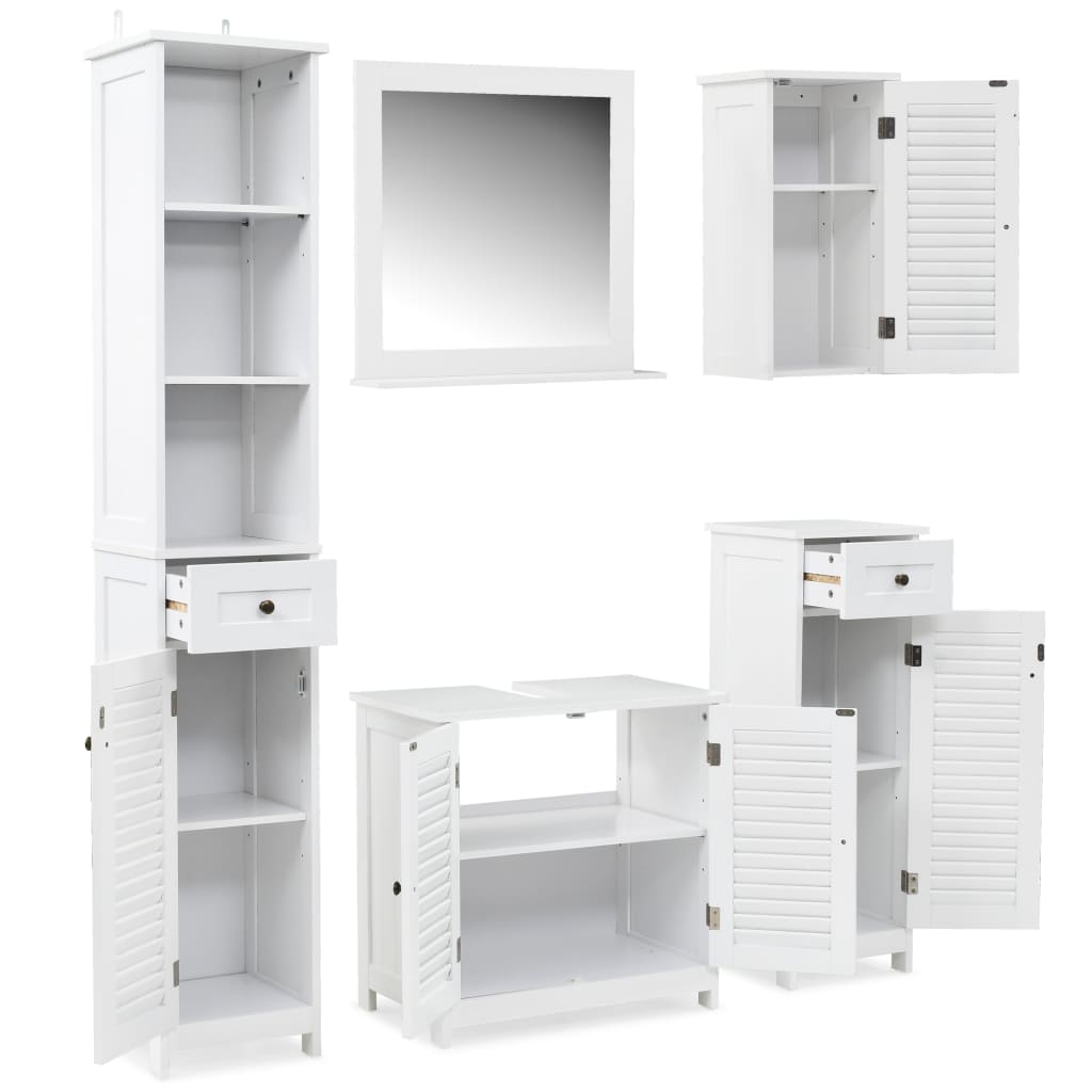 vidaXL Bathroom Furniture Set 5 Pieces White