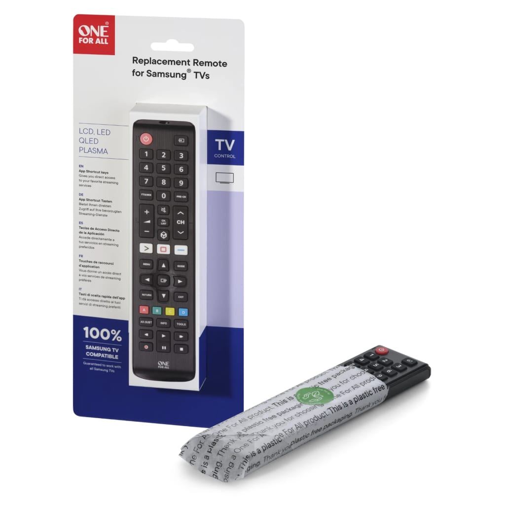 One For All TV Replacement Remote Control Samsung Black