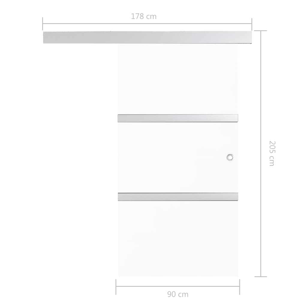 vidaXL Sliding Door ESG Glass and Aluminium 90x205 cm Silver