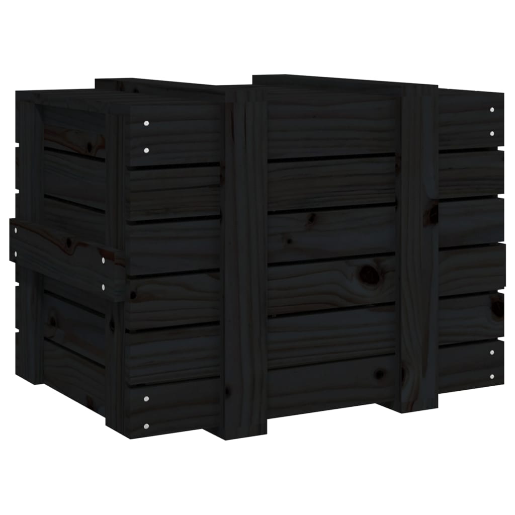 vidaXL Storage Box Black 58x40.5x42 cm Solid Wood Pine