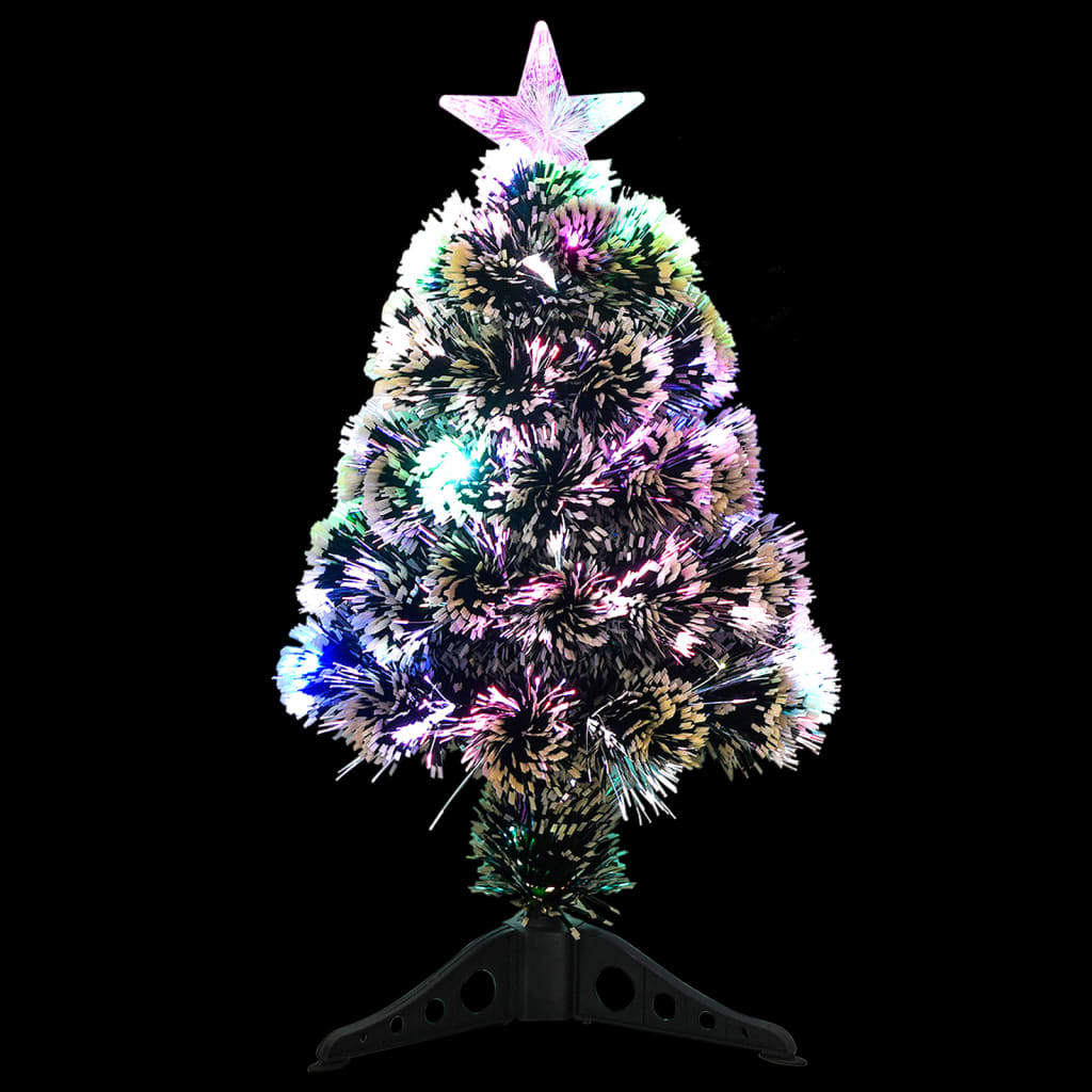 vidaXL Pre-lit Christmas Tree Green and White 64 cm Fibre Optic