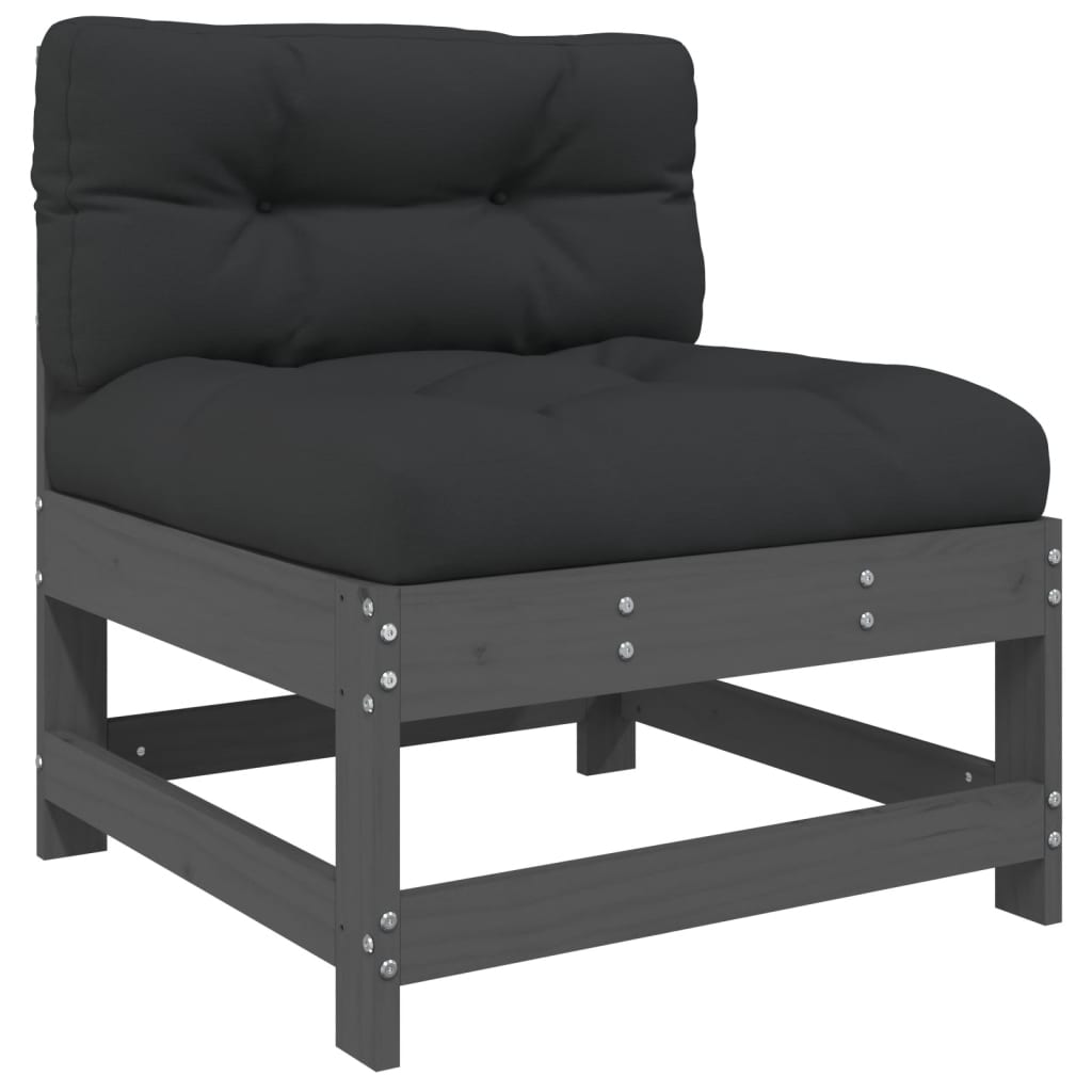 vidaXL 3 Piece Garden Lounge Set with Cushions Grey Solid Wood