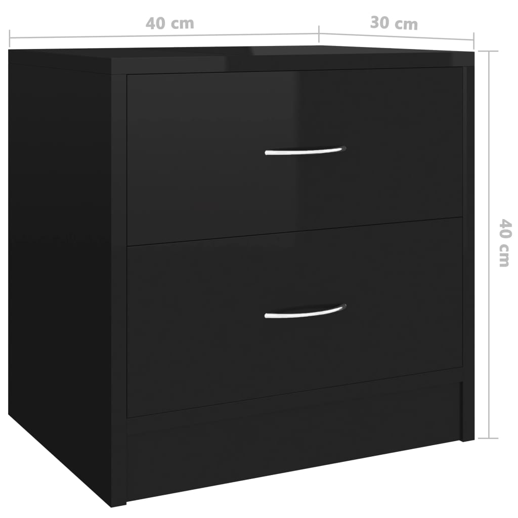 vidaXL Bedside Cabinet High Gloss Black 40x30x40 cm Engineered Wood