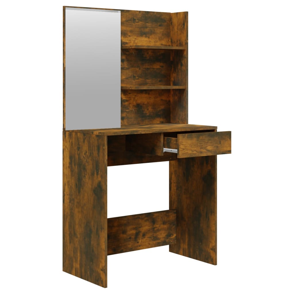 vidaXL Dressing Table with Mirror Smoked Oak 74.5x40x141 cm