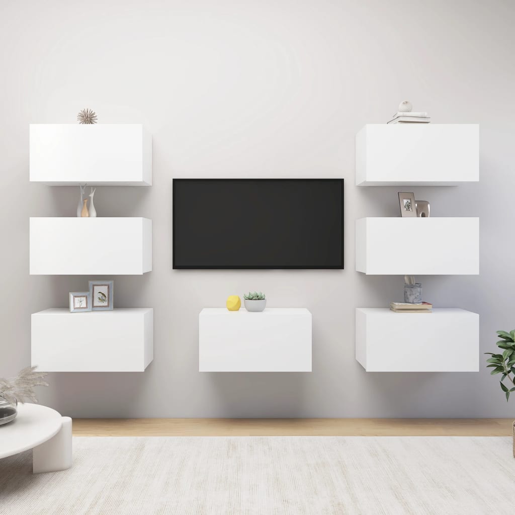 vidaXL TV Cabinets 7 pcs White 30.5x30x60 cm Engineered Wood