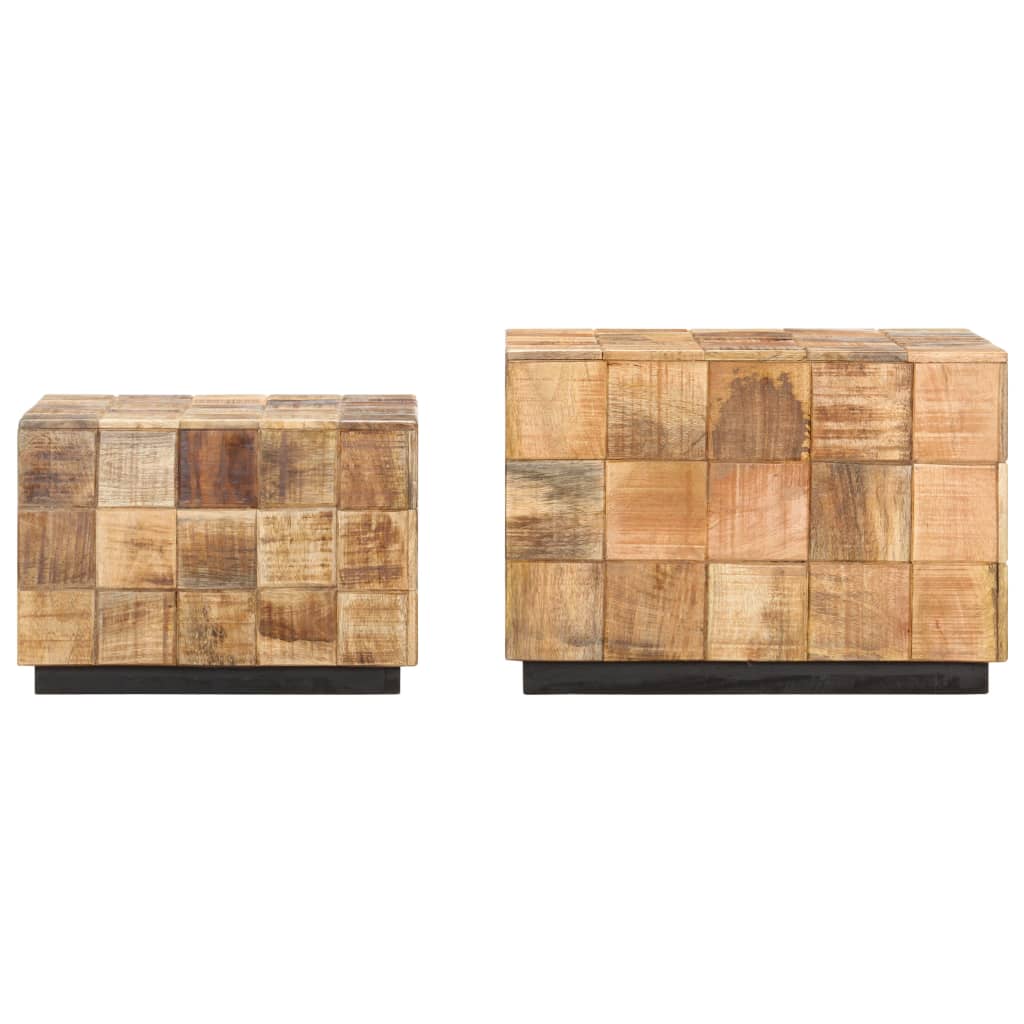 vidaXL Coffee Tables 2 pcs with Block Design Rough Mango Wood