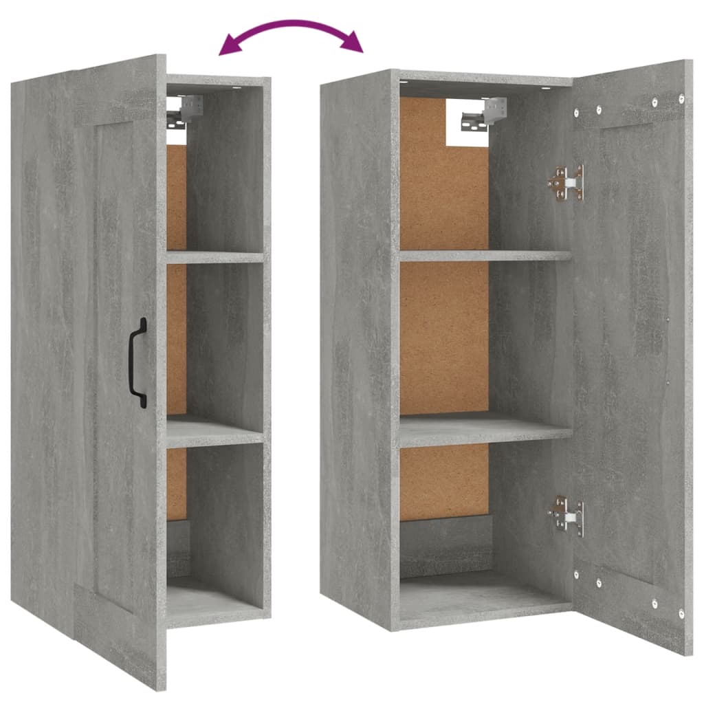 vidaXL Hanging Cabinet Concrete Grey 35x34x90 cm Engineered Wood