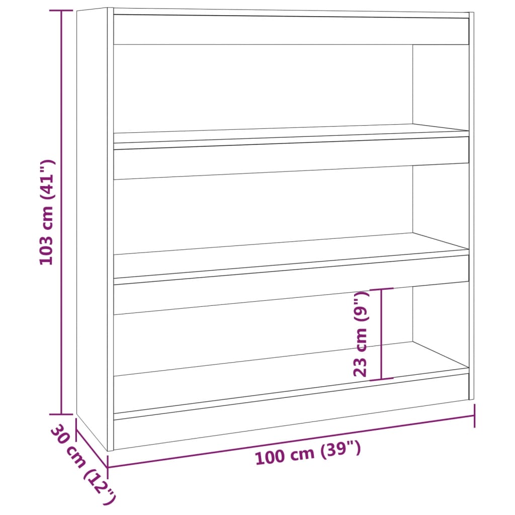 vidaXL Book Cabinet/Room Divider Brown Oak 100x30x103 cm