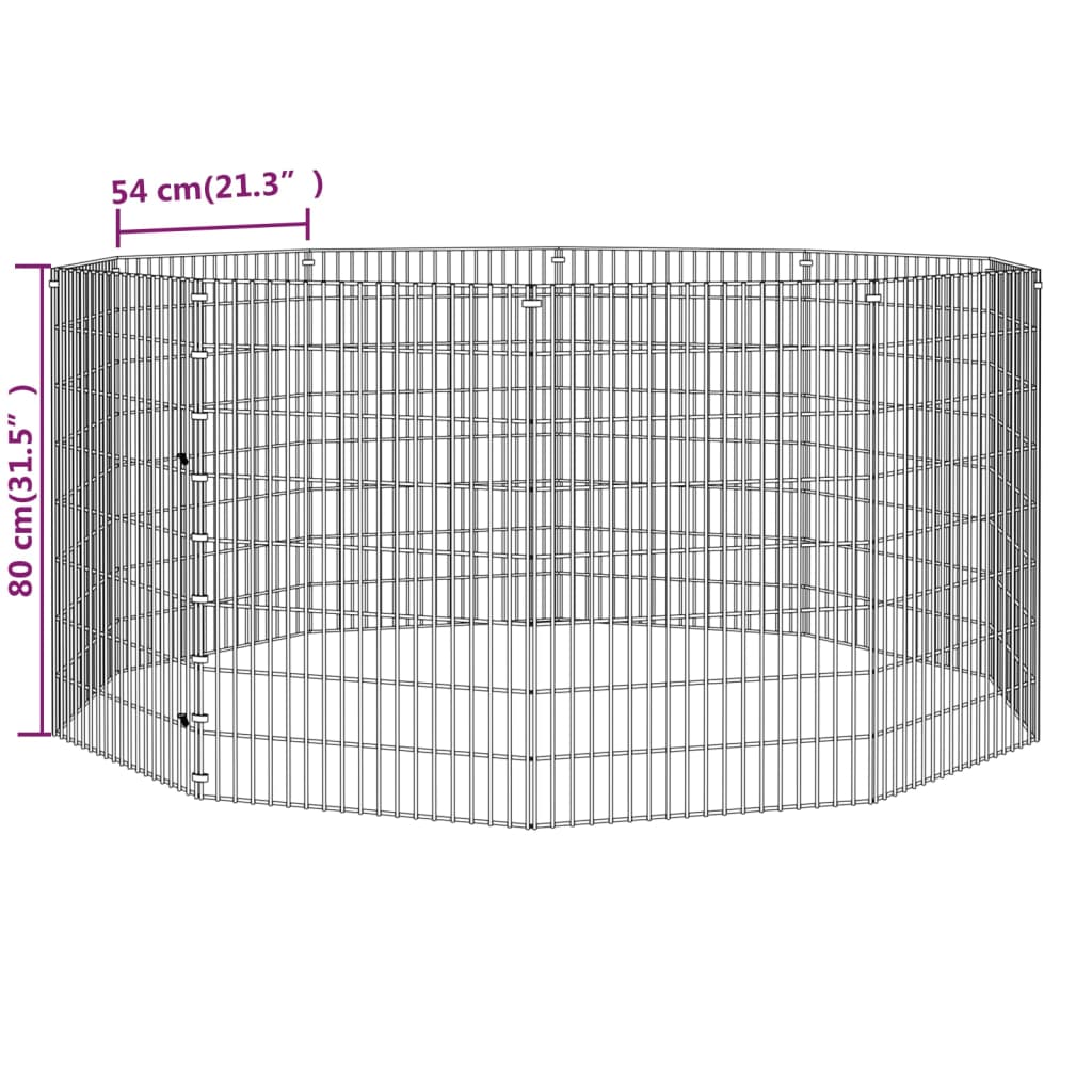 vidaXL 10-Panel Rabbit Cage 54x80 cm Galvanised Iron