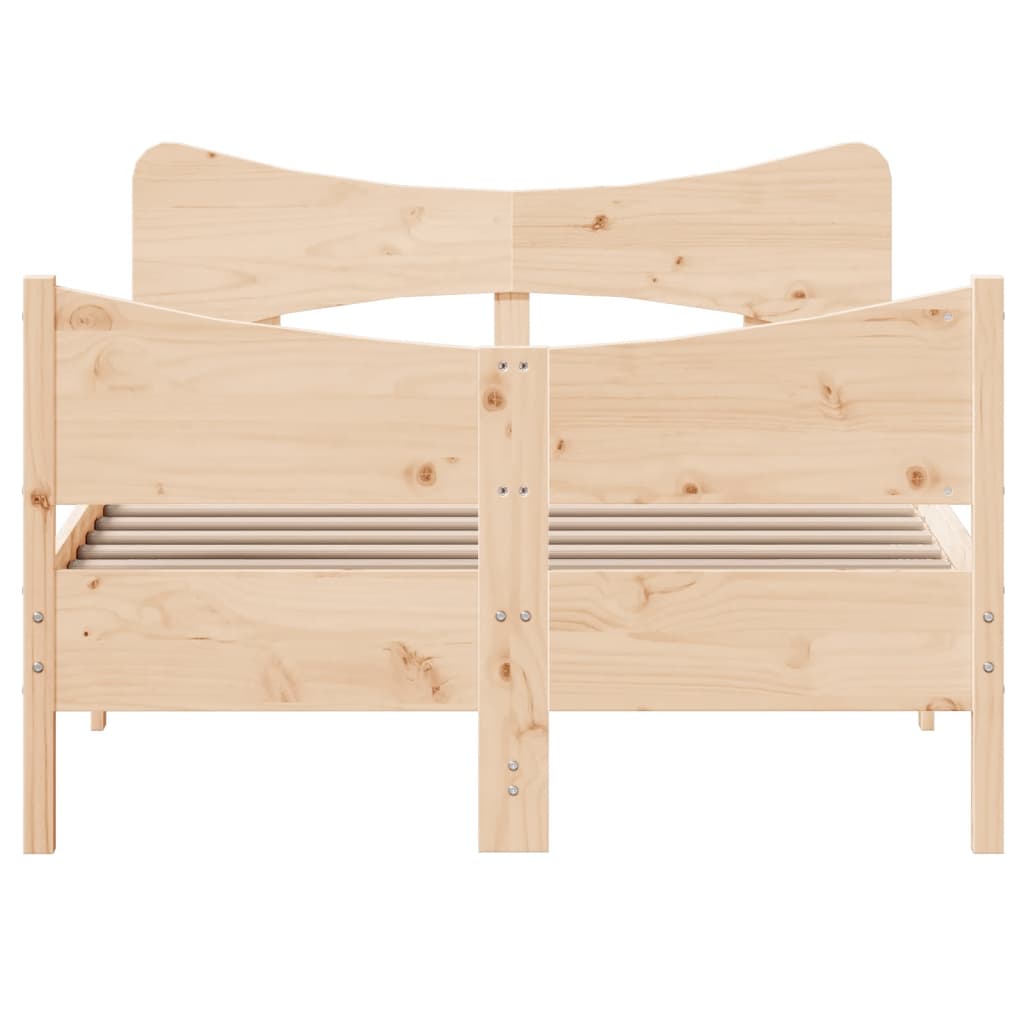 vidaXL Bed Frame with Headboard 120x190 cm Small Double Solid Wood Pine