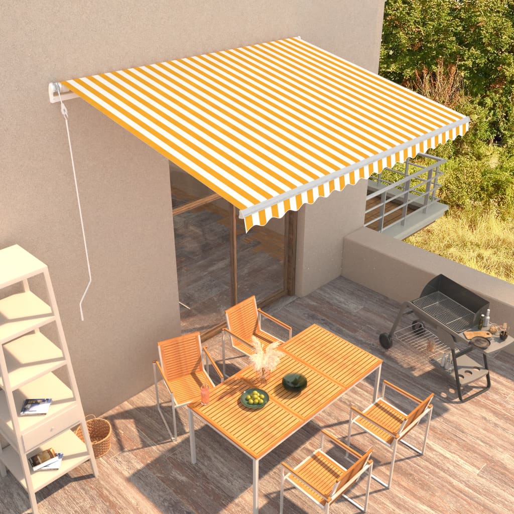 vidaXL Automatic Retractable Awning 400x300 cm Yellow and White
