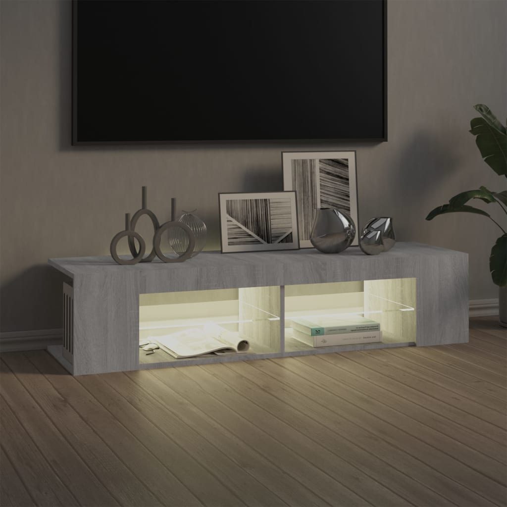 vidaXL TV Cabinet with LED Lights Grey Sonoma 135x39x30 cm