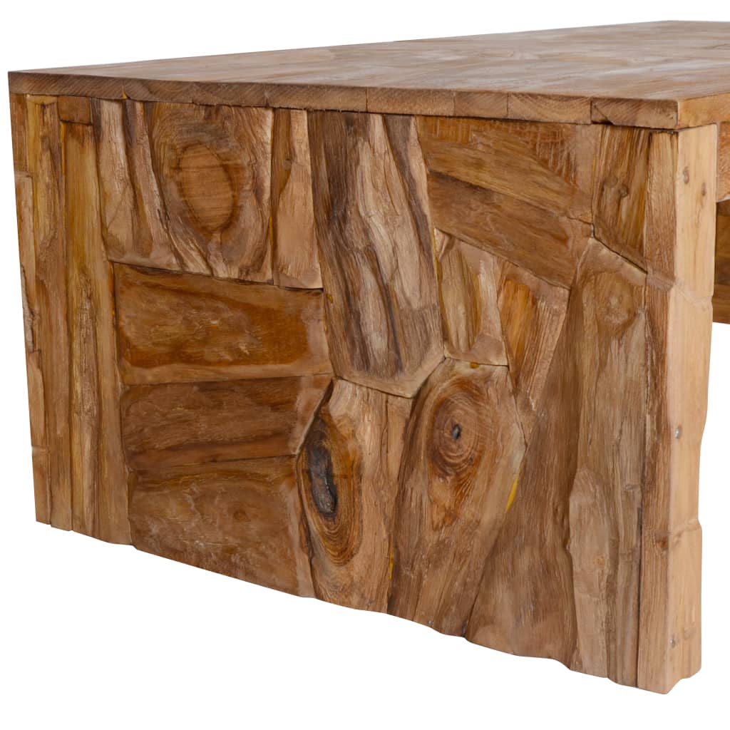 vidaXL Coffee Table Erosion Teak Wood 110x60x38 cm