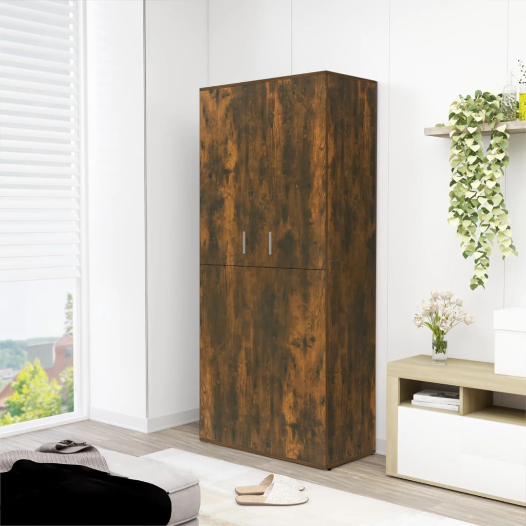 vidaXL Shoe Cabinet Smoked Oak 80x39x178 cm Engineered Wood