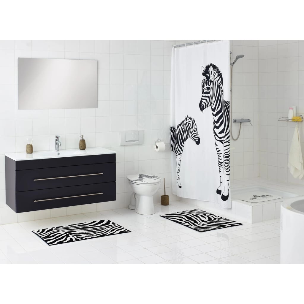 RIDDER Shower Mat Zebra 54x54 cm White and Black