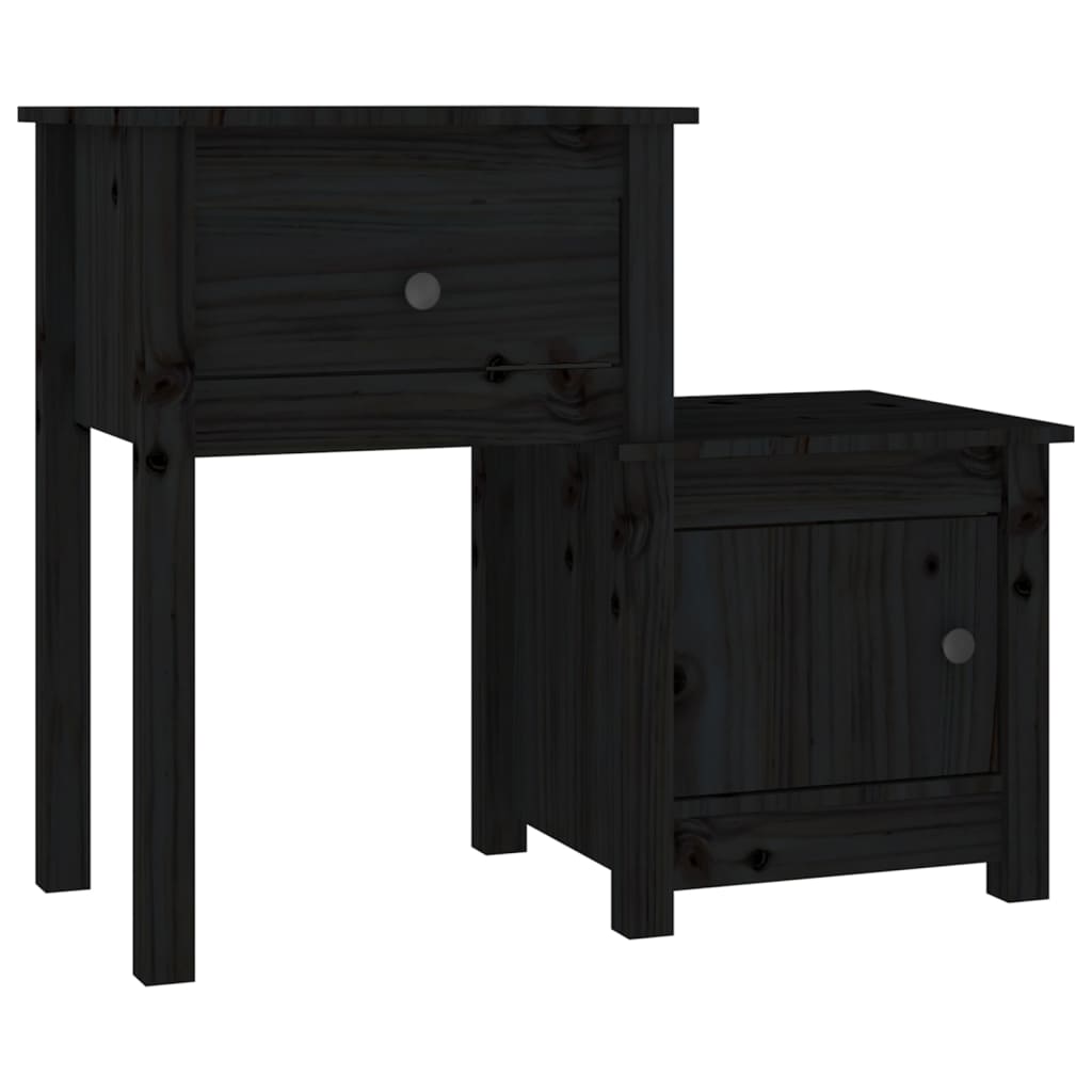 vidaXL Bedside Cabinet Black 79.5x38x65.5 cm Solid Wood Pine