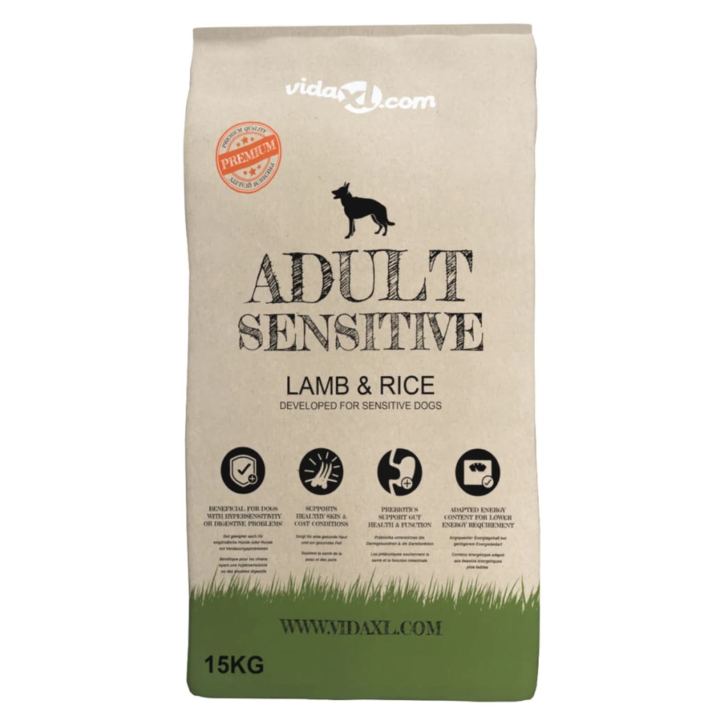 vidaXL Premium Dry Dog Food Adult Sensitive Lamb & Rice 15 kg