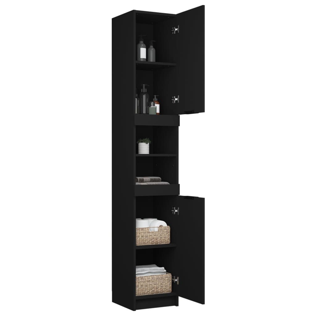 vidaXL Bathroom Cabinet Black 32x34x188.5 cm Engineered Wood