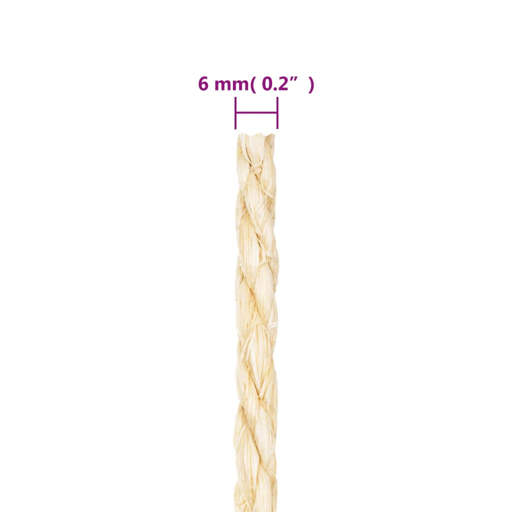 vidaXL Rope 100% Sisal 6 mm 25 m