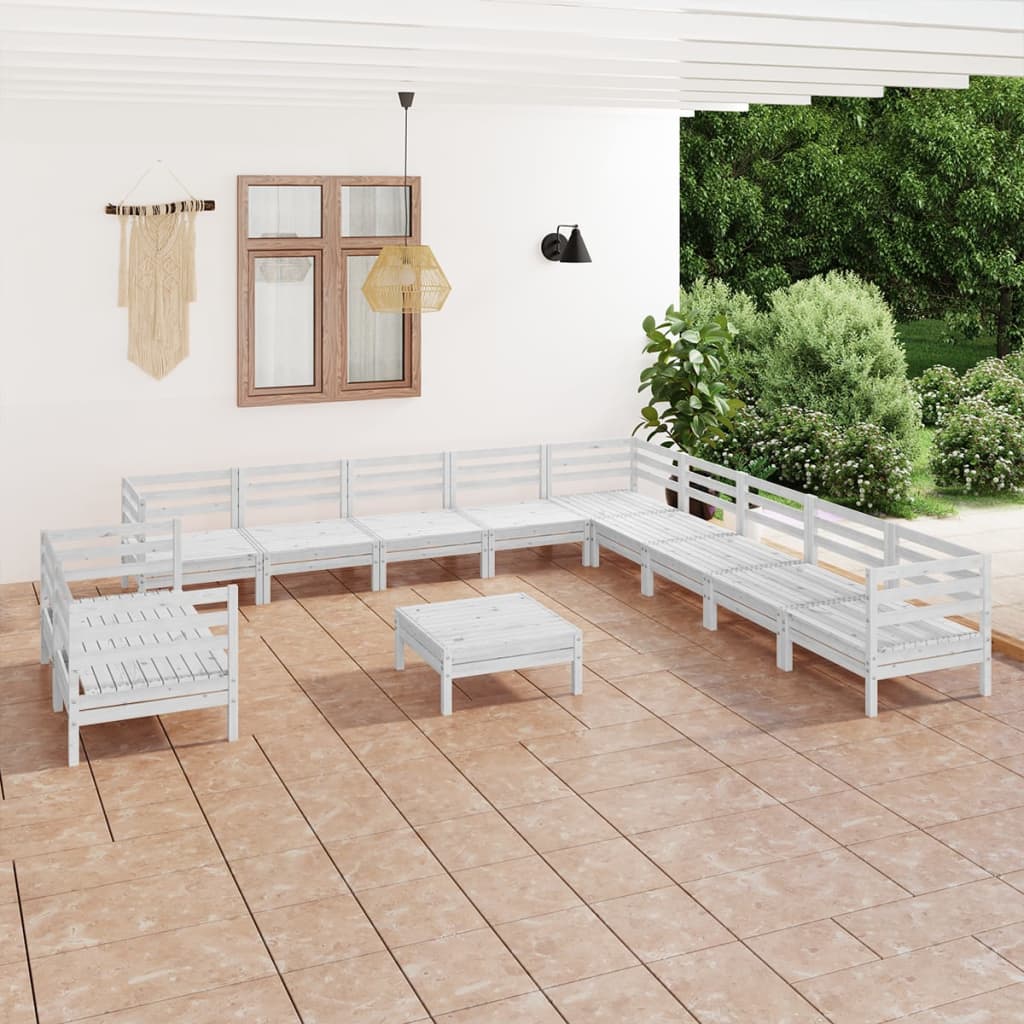 vidaXL 12 Piece Garden Lounge Set Solid Pinewood White