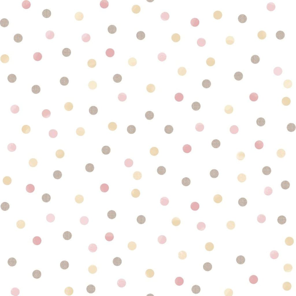 Noordwand Wallpaper Mondo baby Confetti Dots Pink, White and Brown