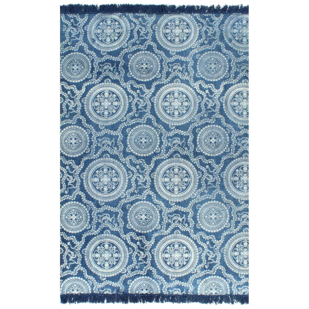 vidaXL Kilim Rug Cotton 120x180 cm with Pattern Blue