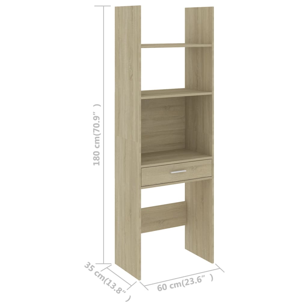 vidaXL Book Cabinet Sonoma Oak 60x35x180 cm Engineered Wood