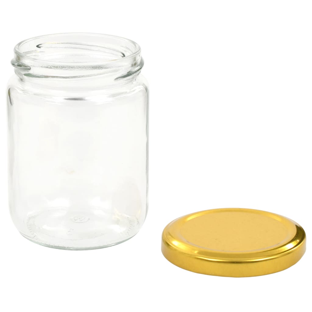 vidaXL Glass Jam Jars with Gold Lid 96 pcs 230 ml