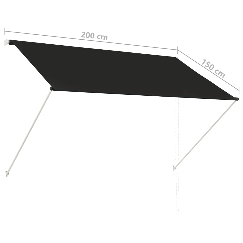 vidaXL Retractable Awning 200x150 cm Anthracite
