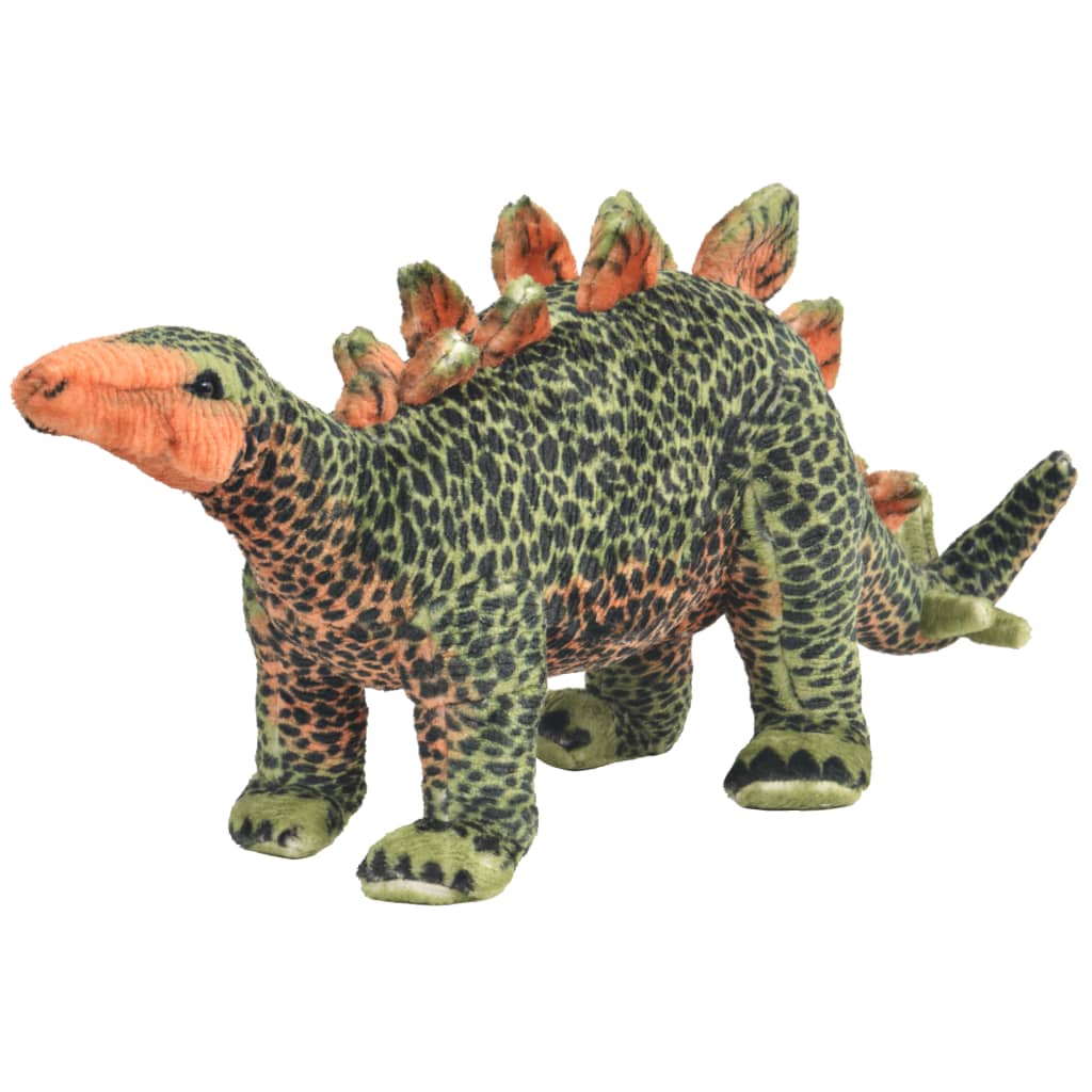 vidaXL Standing Plush Toy Stegosaurus Dinosaur Green and Orange XXL