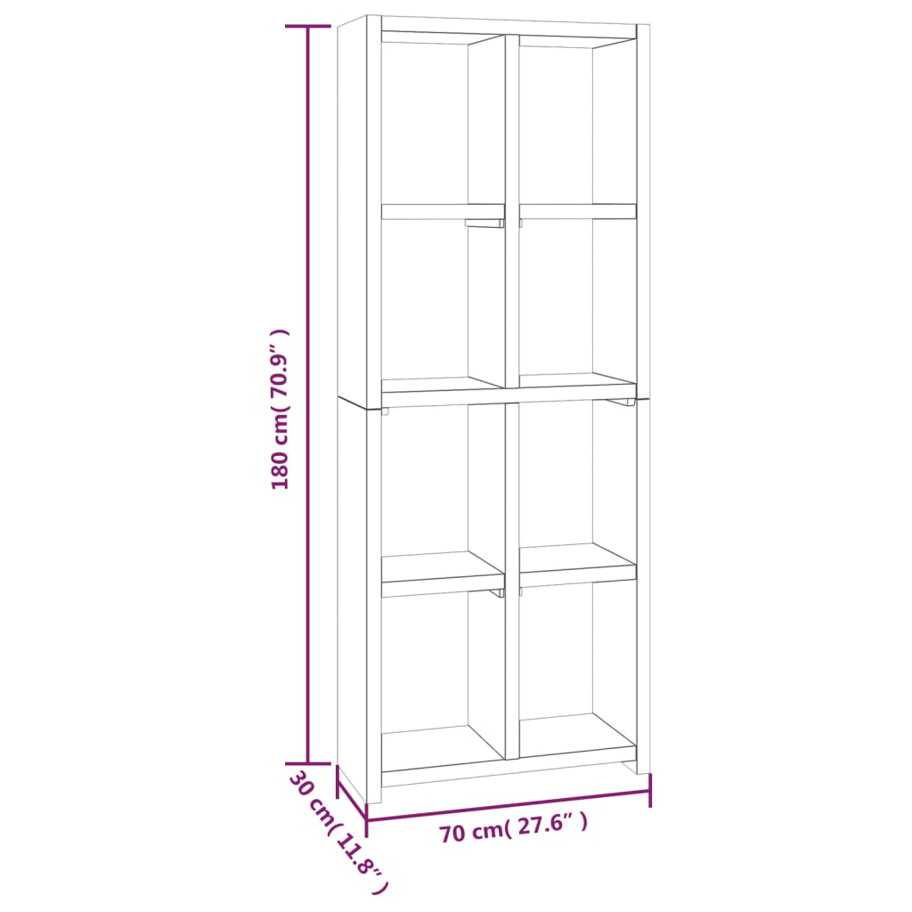 vidaXL Book Cabinet 70x30x180 cm Solid Wood Teak