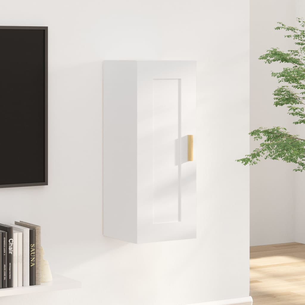 vidaXL Wall Cabinet High Gloss White 35x34x90 cm Engineered Wood
