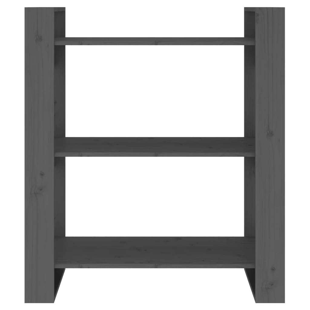 vidaXL Book Cabinet/Room Divider Grey 80x35x91 cm Solid Wood Pine