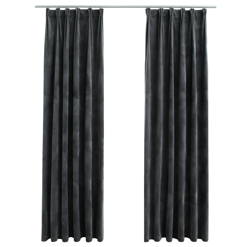 vidaXL Blackout Curtains 2 pcs with Hooks Velvet Anthracite 140x245 cm