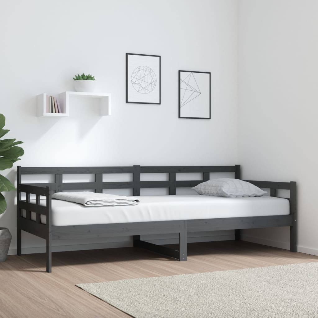 vidaXL Day Bed Grey Solid Wood Pine 80x200 cm