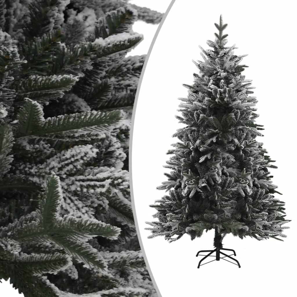 vidaXL Artificial Pre-lit Christmas Tree with Flocked Snow 150 cm PVC&PE