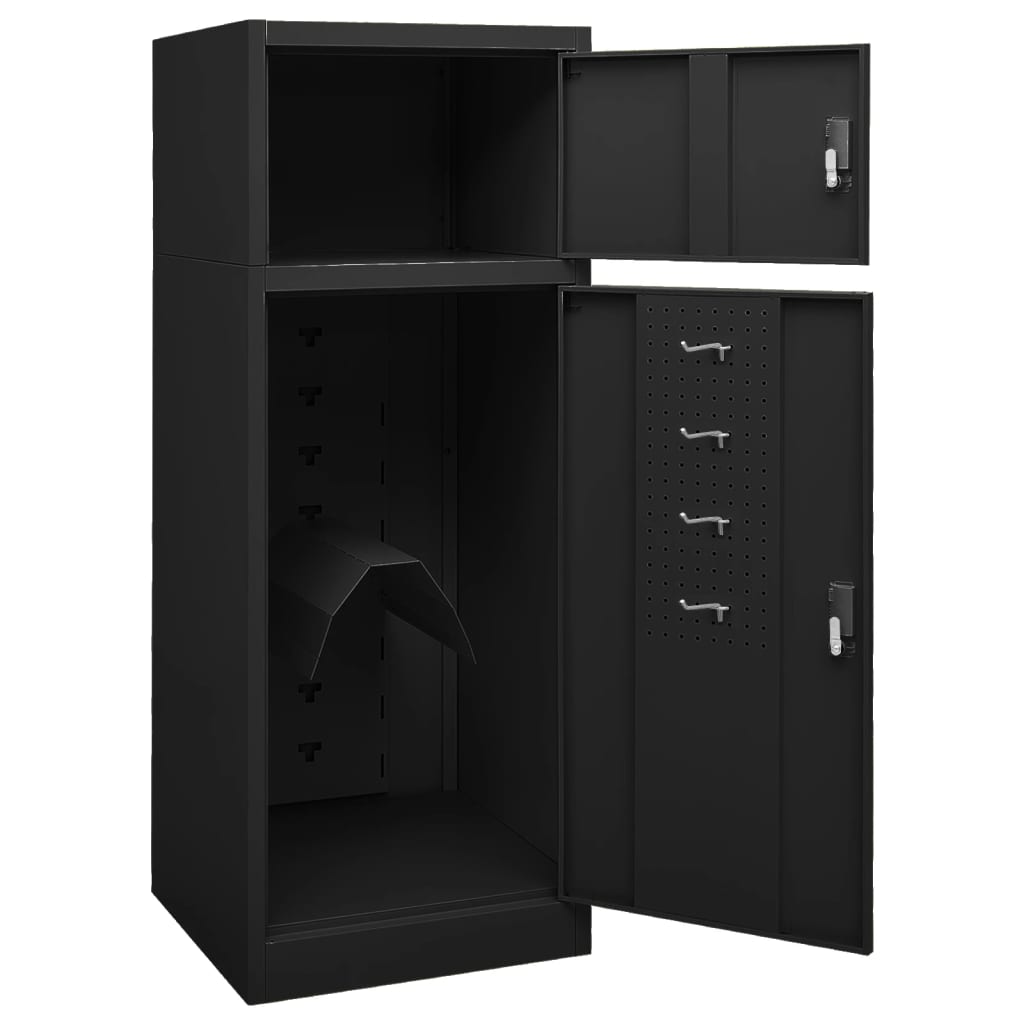 vidaXL Saddle Cabinet Black 53x53x140 cm Steel