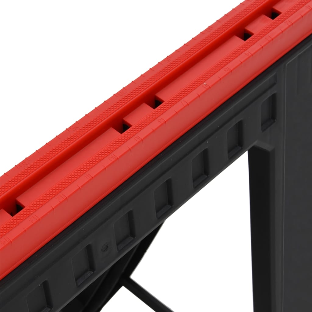 vidaXL Foldable Work Trestles 2 pcs Black and Red Polypropylene 350 kg