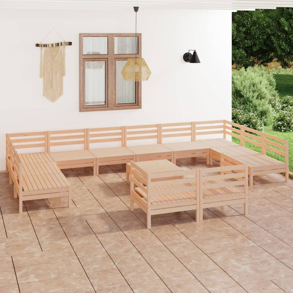 vidaXL 13 Piece Garden Lounge Set Solid Wood Pine