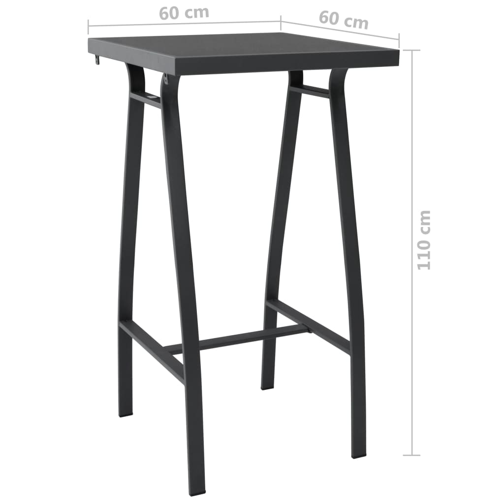 vidaXL Garden Bar Table Black 60x60x110 cm Tempered Glass