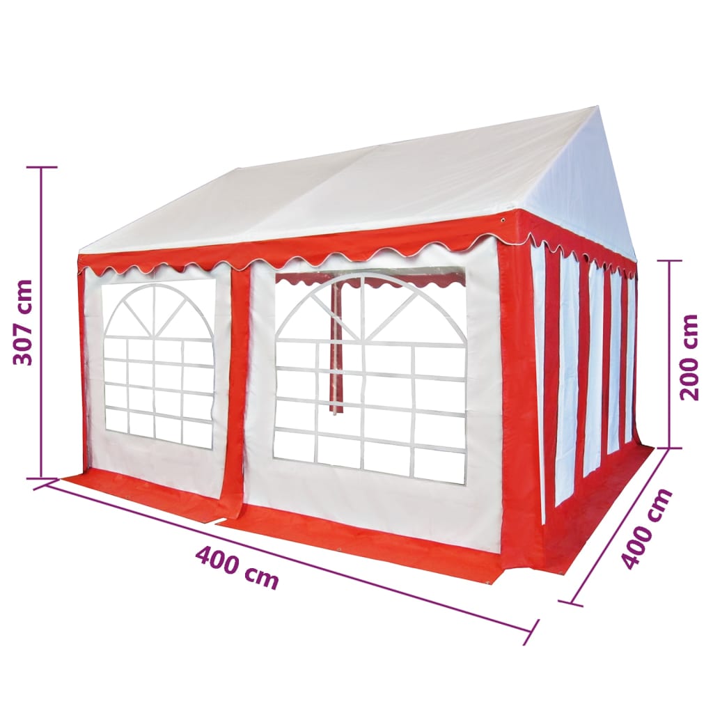 vidaXL Marquee Fabric 4x4 m Red and White