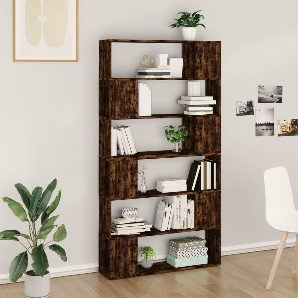 vidaXL Book Cabinet/Room Divider Smoked Oak 100x24x188 cm