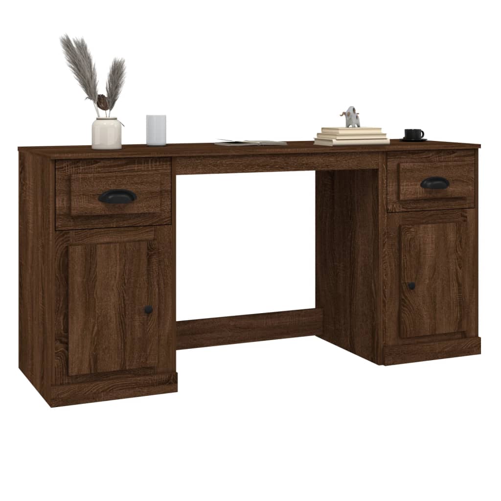 vidaXL Desk with Cabinet Brown Oak Engineered Wood