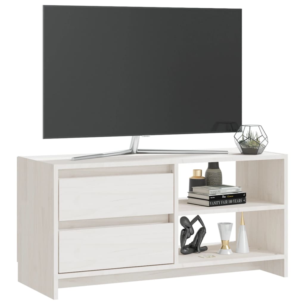 vidaXL TV Cabinet White 80x31x39 cm Solid Pinewood