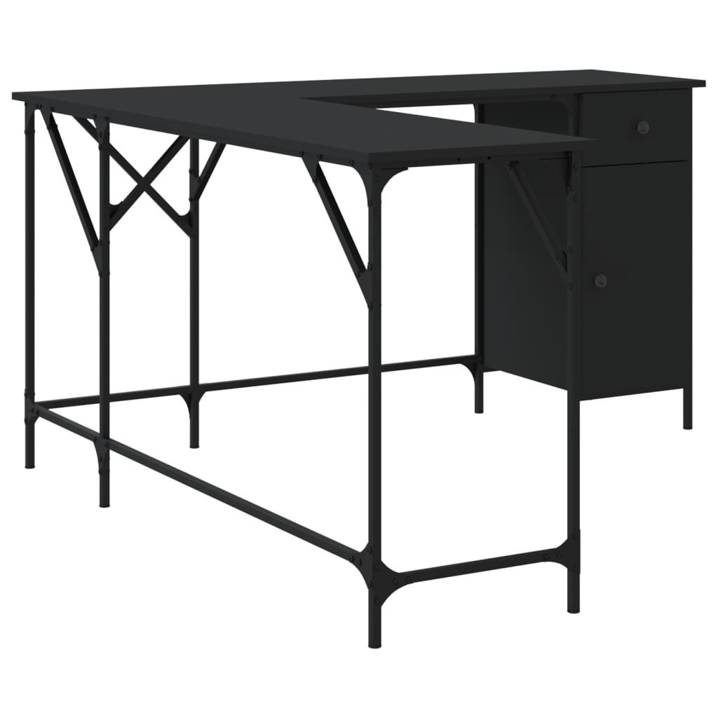 vidaXL Desk Black 141x141x75 cm Engineered Wood