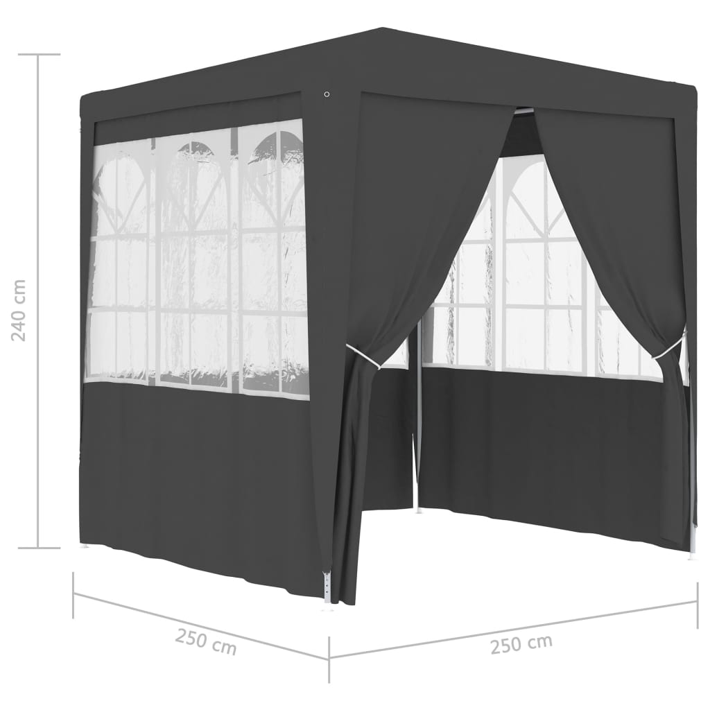 vidaXL Professional Party Tent Side Walls 2.5x2.5 m Anthracite 90 g/m²