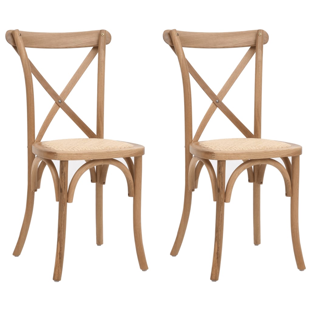 vidaXL Cross Chairs 2 pcs Solid Oak Wood