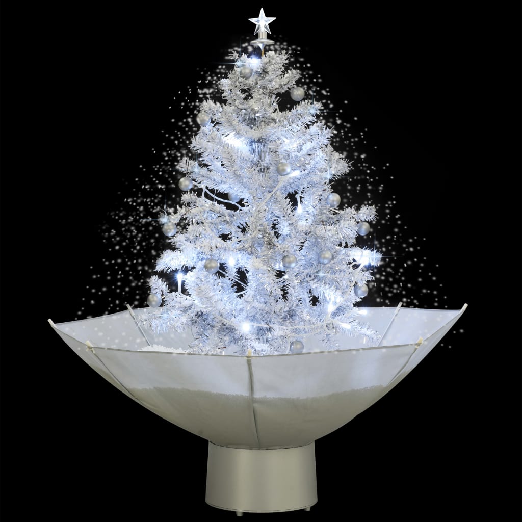 vidaXL Snowing Christmas Tree with Umbrella Base White 75 cm