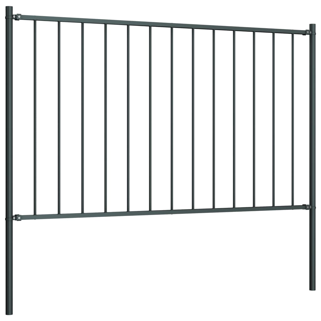vidaXL Fence Panel with Posts Powder-coated Steel 1.7x1.25 m Anthracite